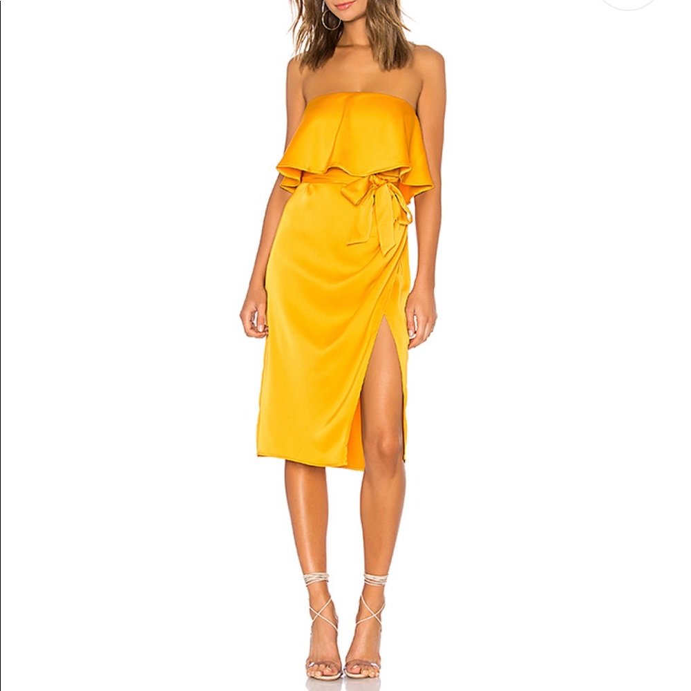 Lovers + Friends Yellow Midi Dress Size Small